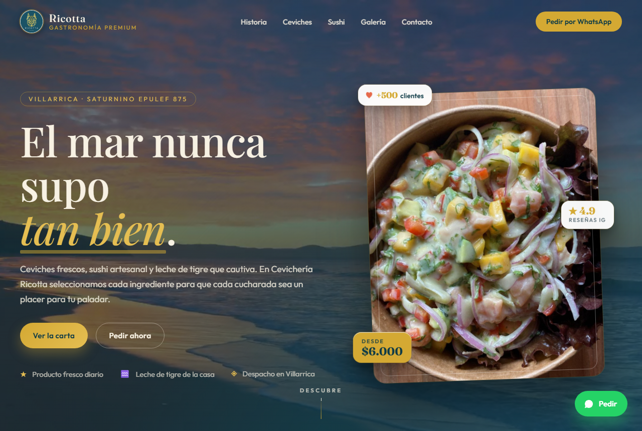 Aperçu du site Cevichería Ricotta