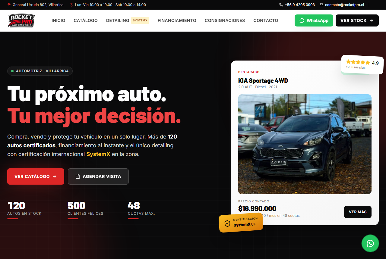 Aperçu du site Rocket Pro Automotriz
